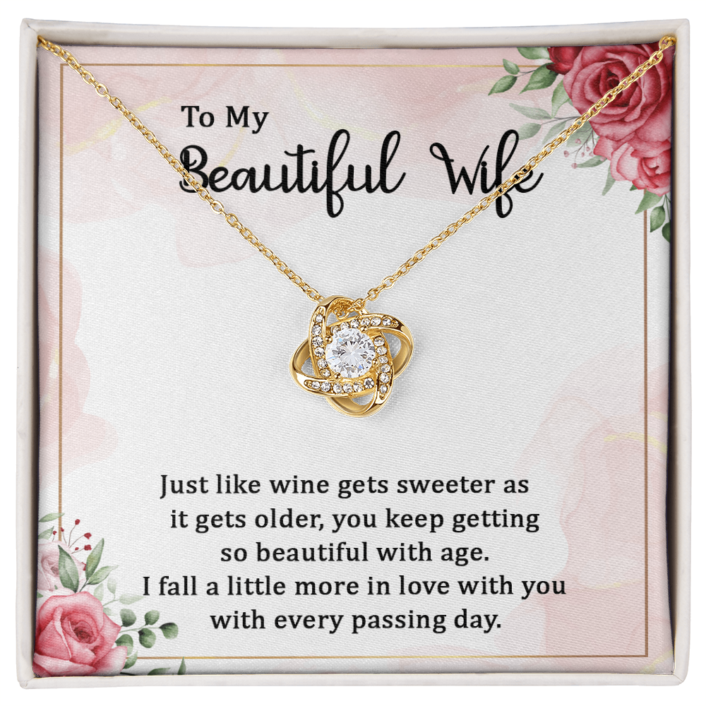 To My Beautiful Wife, Love Knot Necklace Gift