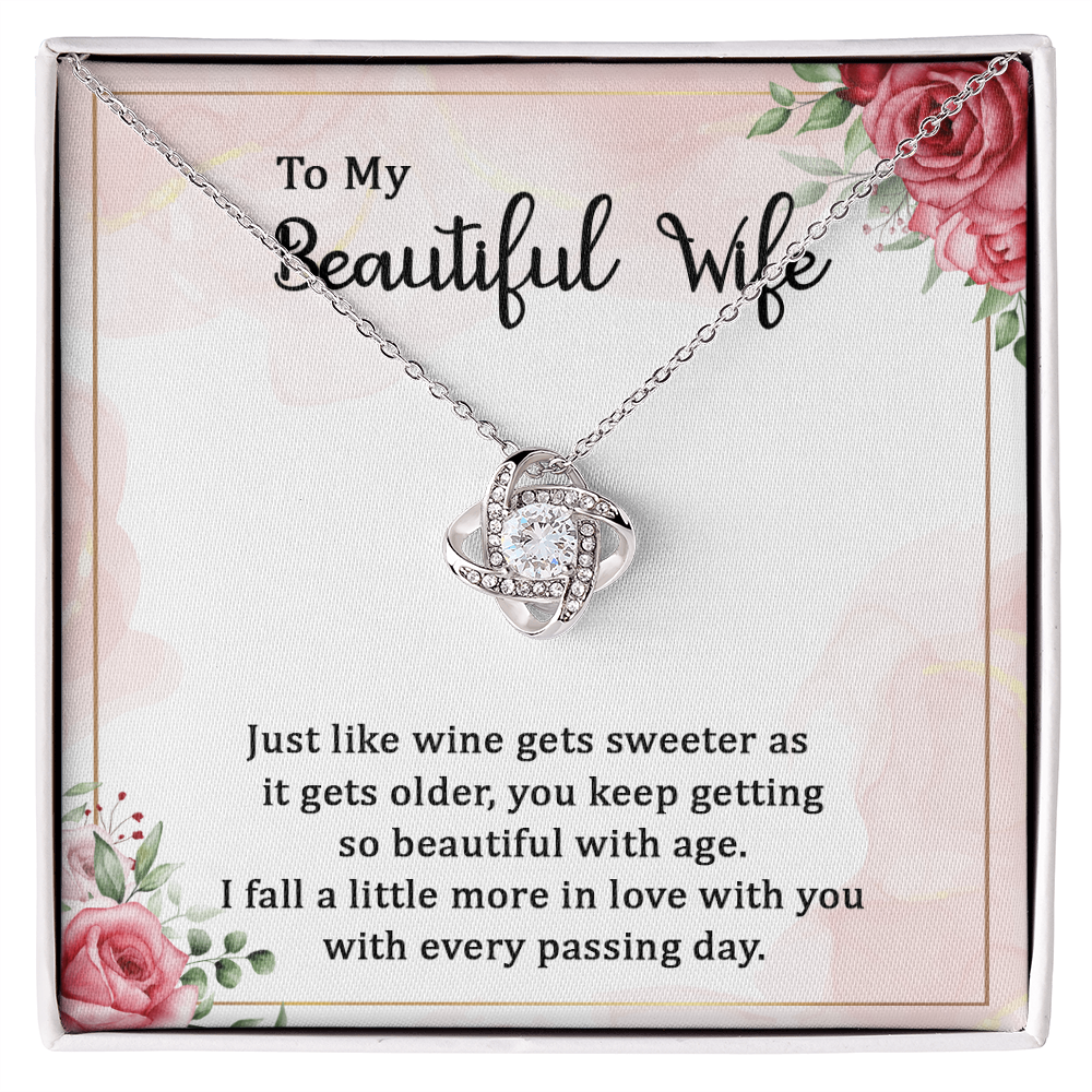 To My Beautiful Wife, Love Knot Necklace Gift