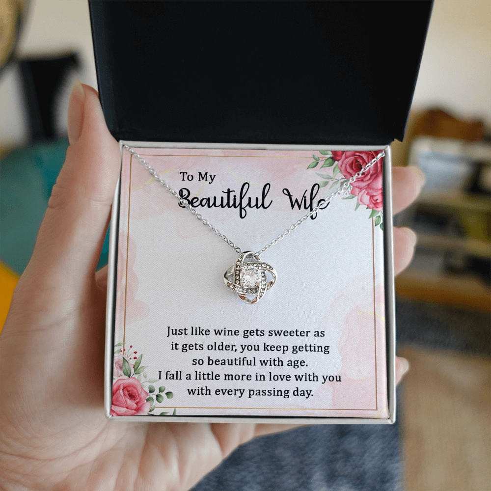 To My Beautiful Wife, Love Knot Necklace Gift