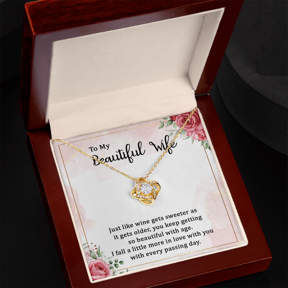 To My Beautiful Wife, Love Knot Necklace Gift
